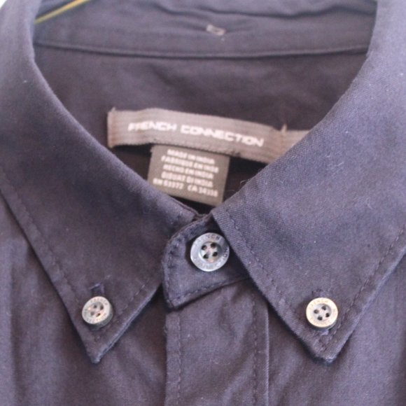 FCUK (French Connection United Kingdom) Men 100% cotton Black Button Down Shirt - Picture 2 of 9